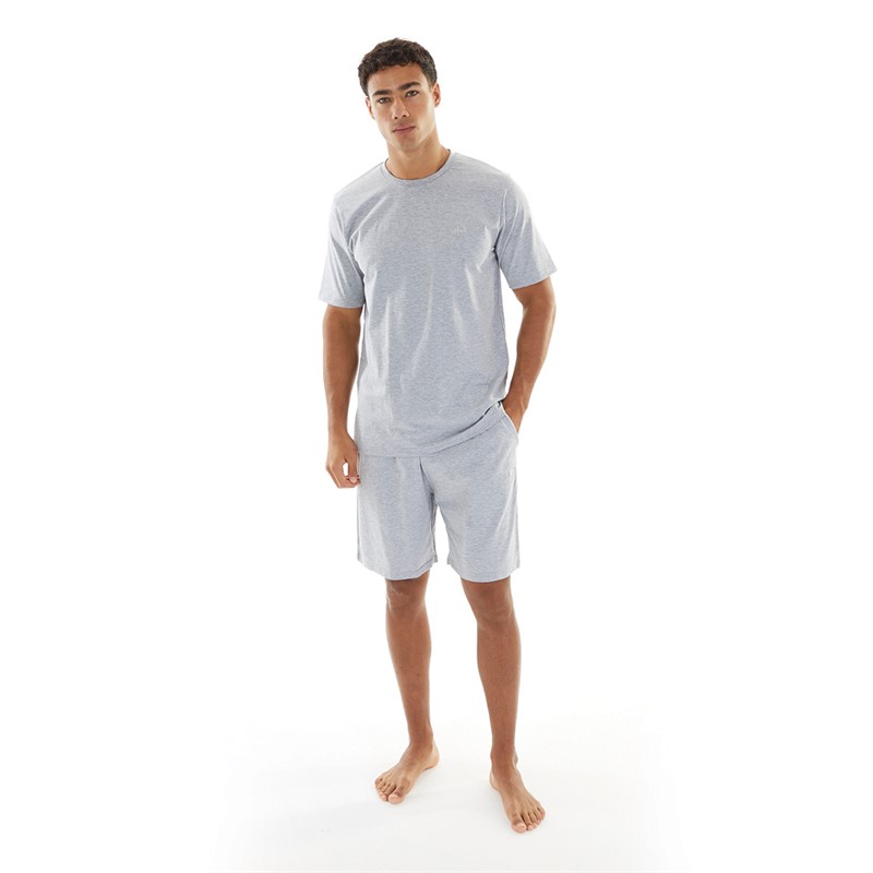 Avant Garde Mens Fort T-Shirt And Shorts Loungewear Set Grey Marl