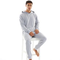 Avant Garde Mens Laniere Hoodie And Joggers Loungewear Set Grey Marl