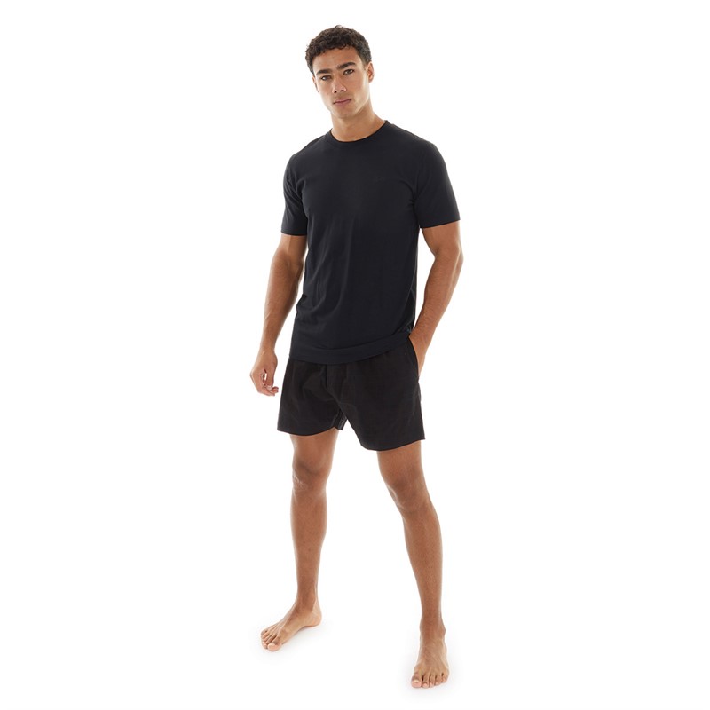 Avant Garde Mens Henri T-Shirt And Shorts Loungewear Set Black/Black Check