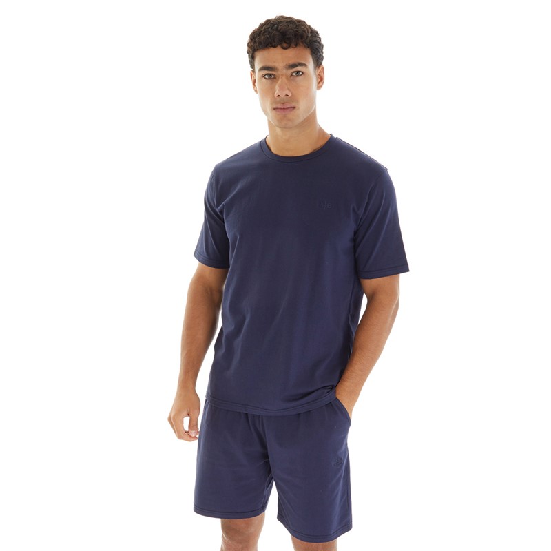 Avant Garde Mens Fort T Shirt And Shorts Loungewear Set Navy