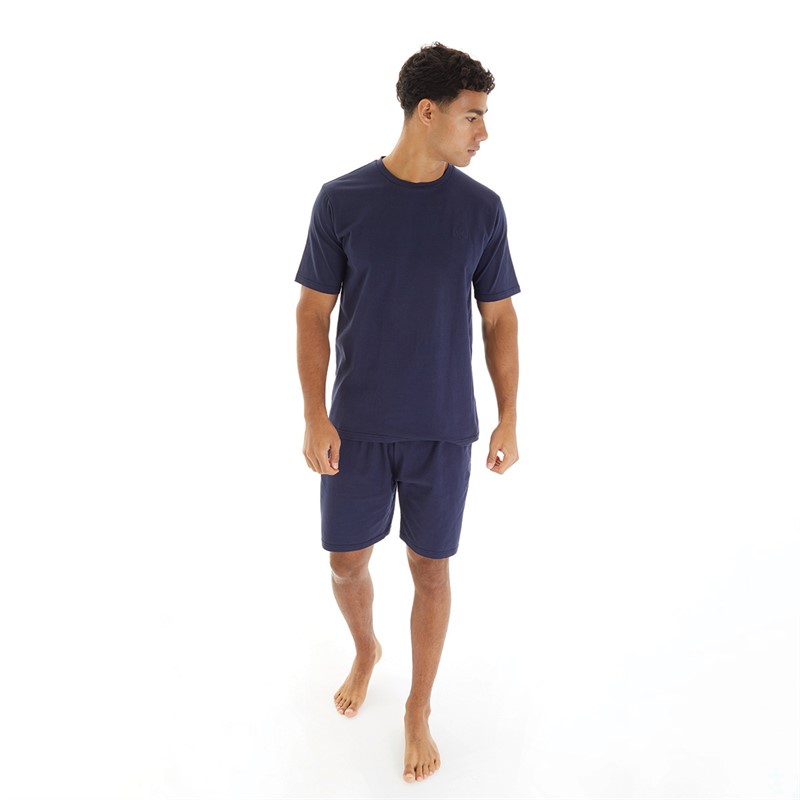 Avant Garde Mens Fort T-Shirt And Shorts Loungewear Set Navy