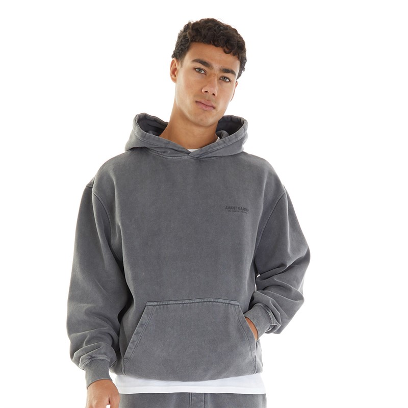 Avant Garde Mens Creatives Pigment Dye Hoodie Steel