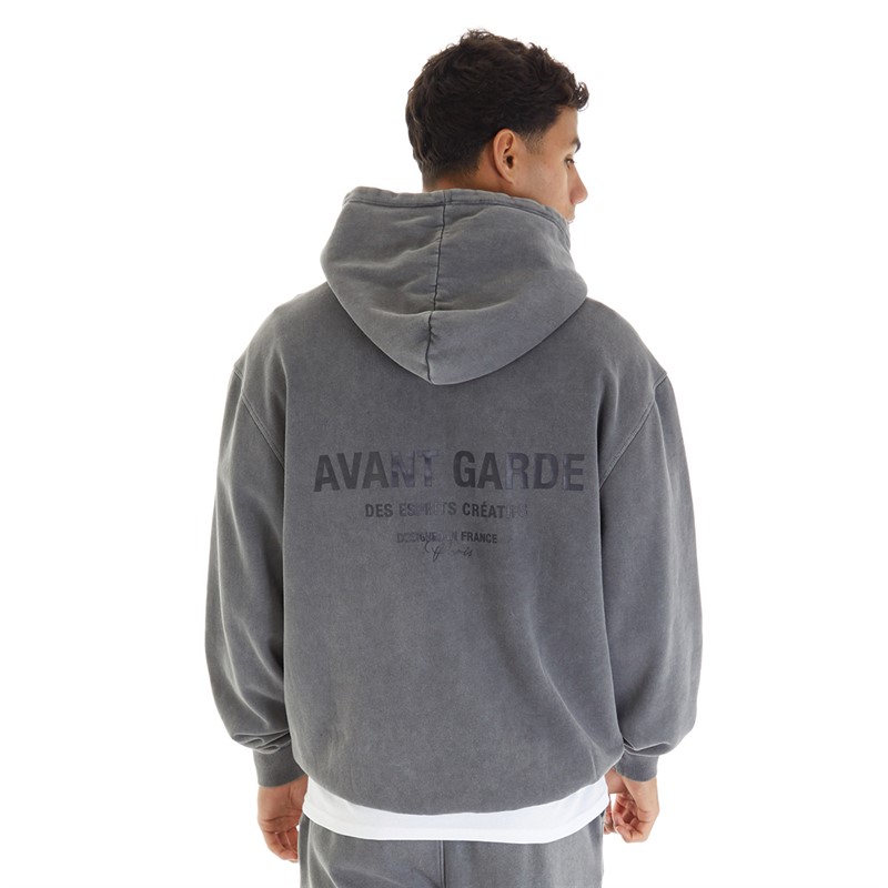 Avant Garde Mens Creatives Pigment Dye Hoodie Steel