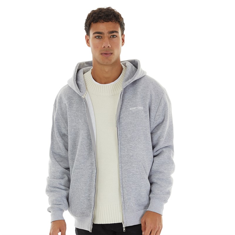 Avant Garde Herren Zip Hoodie Lichtgrau Melange