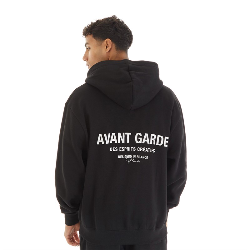 Avant Garde Mens Zip Hoodie Black