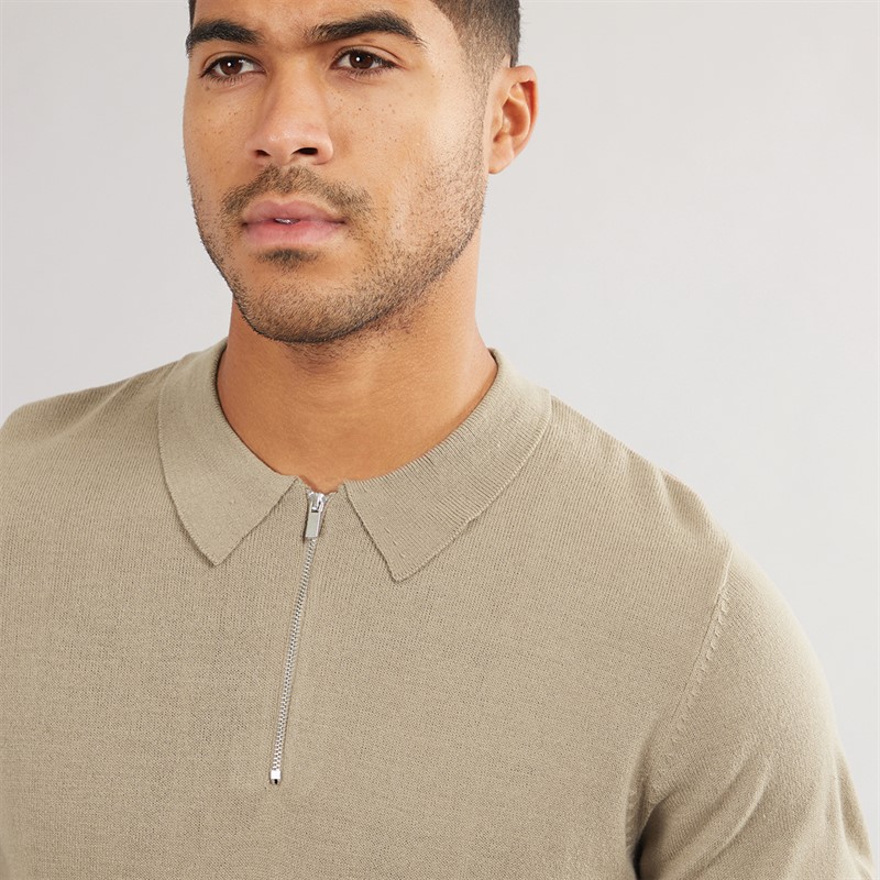 Avant Garde Mens Harrison Zip Polo Mink