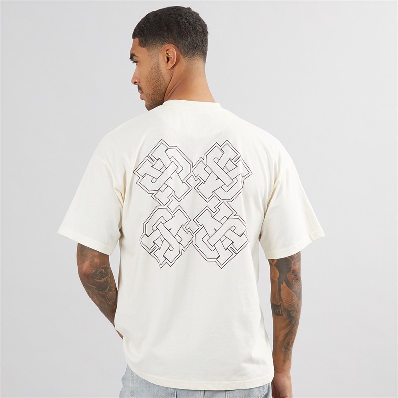 Mens Emblem T-Shirt Off White printed - Size S