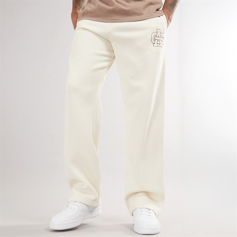 Mens Emblem Open Hem Joggers Off White - Size S