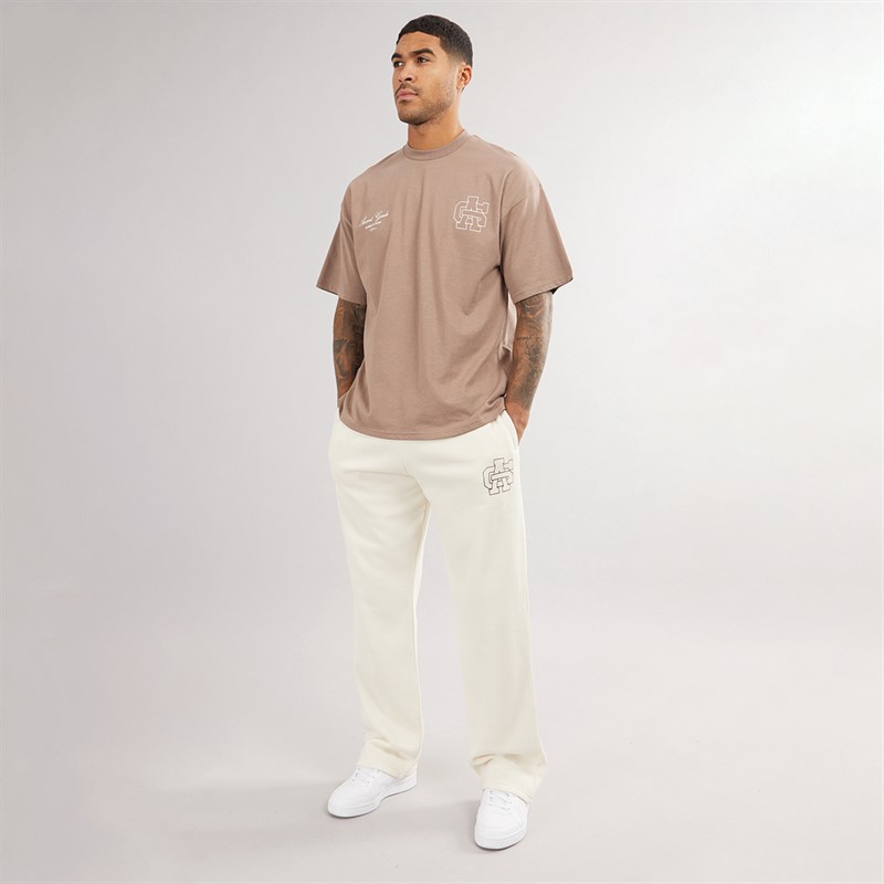 Avant Garde Mens Emblem Open Hem Joggers Off White