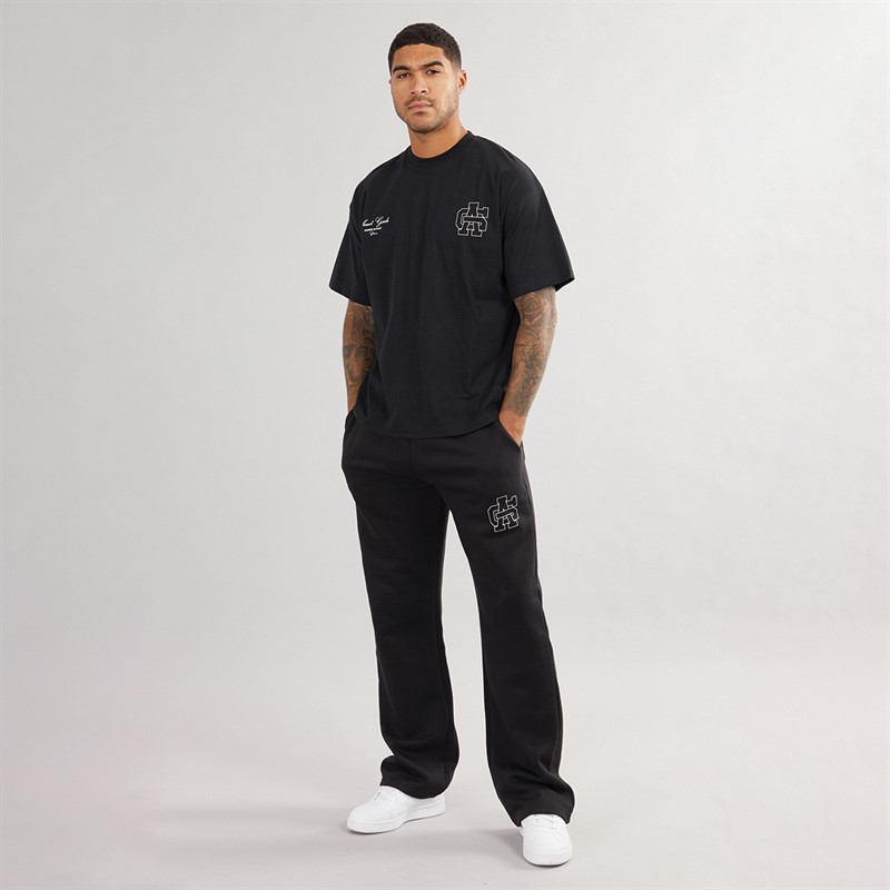 Avant Garde Mens Emblem Open Hem Joggers Black