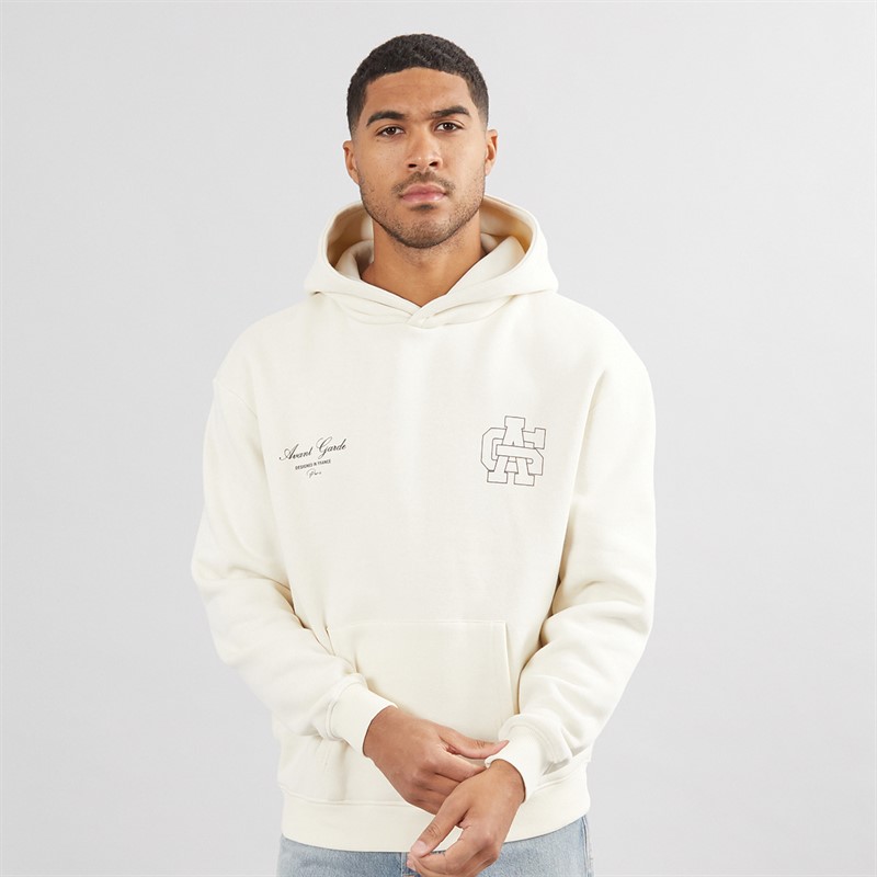 Avant Garde Mens Emblem Hoodie Off White