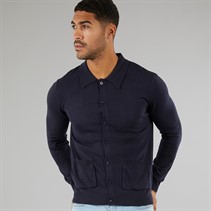Avant Garde Mens Marsden Button Down Marl Polo Navy