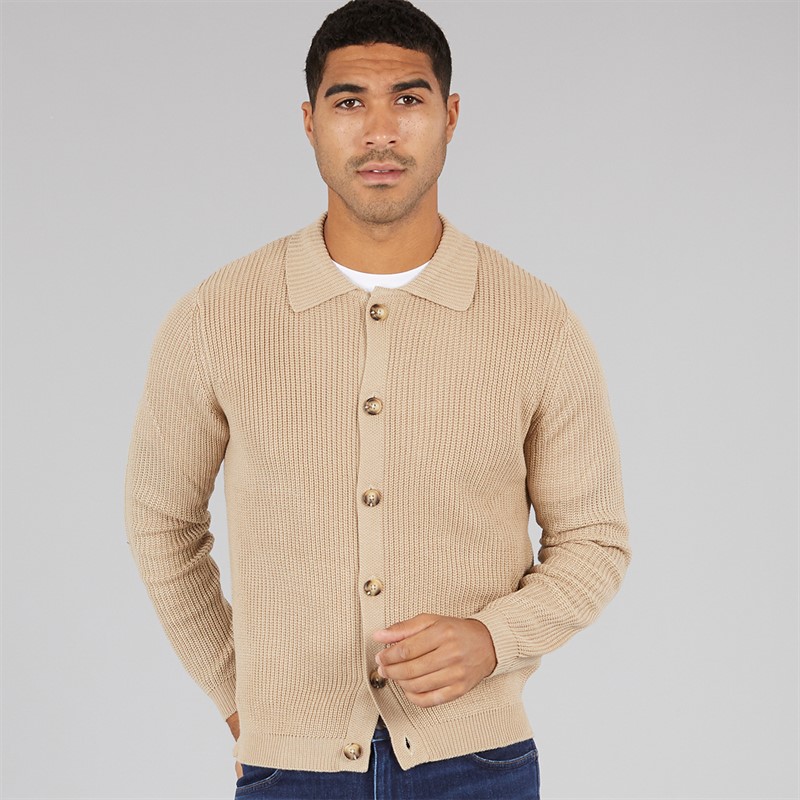 Avant Garde Mens Santon Button Down Cardigan Stone