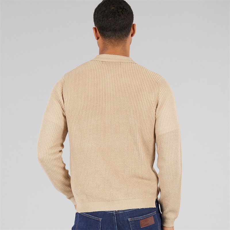 Avant Garde Mens Santon Button Down Cardigan Stone