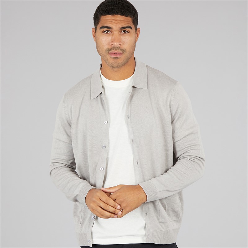 Avant Garde Mens Marsden Button Down Marl Polo Shirt Light Grey Marl