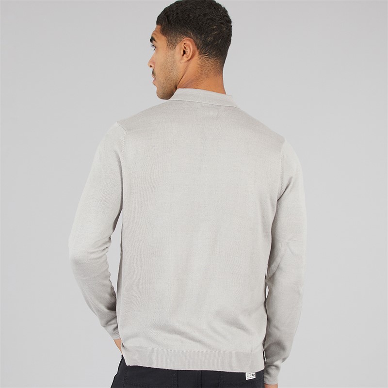 Avant Garde Mens Marsden Button Down Marl Polo Shirt Light Grey Marl