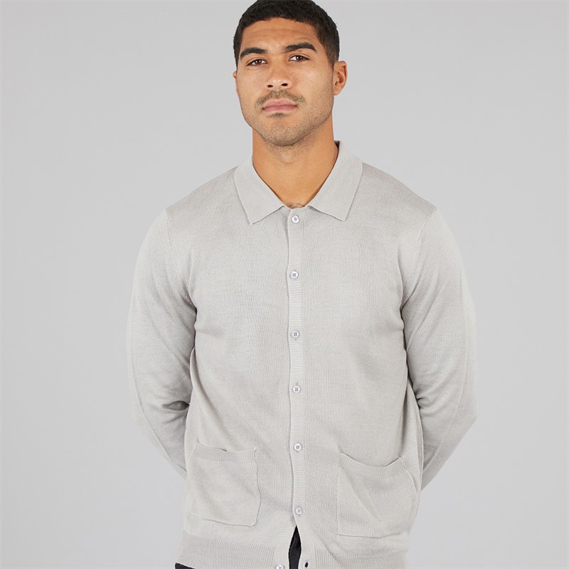 Avant Garde Mens Marsden Button Down Marl Polo Shirt Light Grey Marl