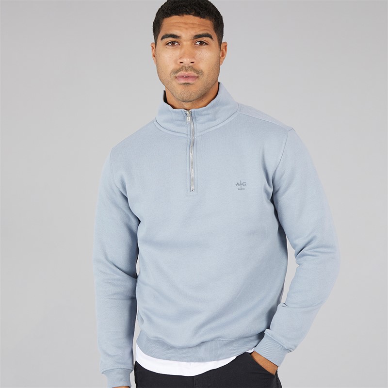 Avant Garde Mens Vespa 1/4 Zip Sweatshirt Blue