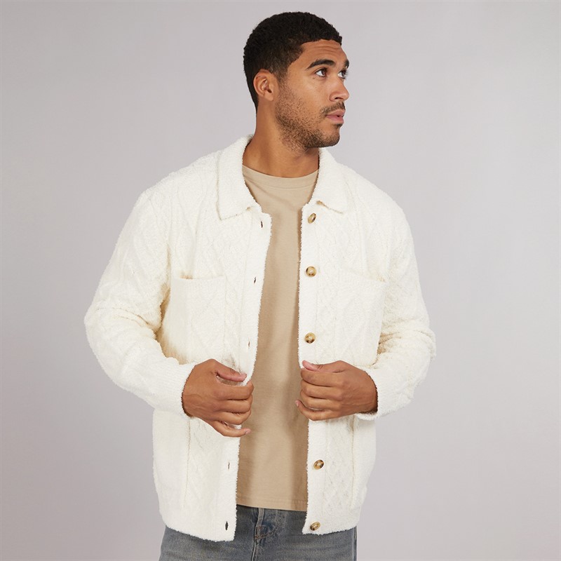 Avant Garde Mens Roan Brushed Cable Shacket Off White