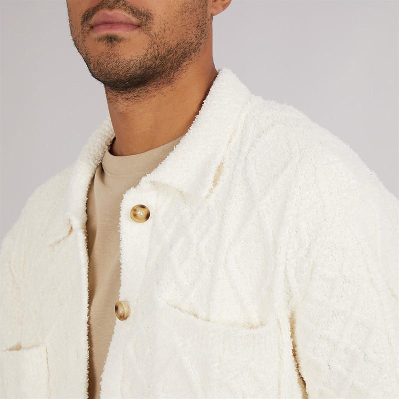 Avant Garde Mens Roan Brushed Cable Shacket Off White
