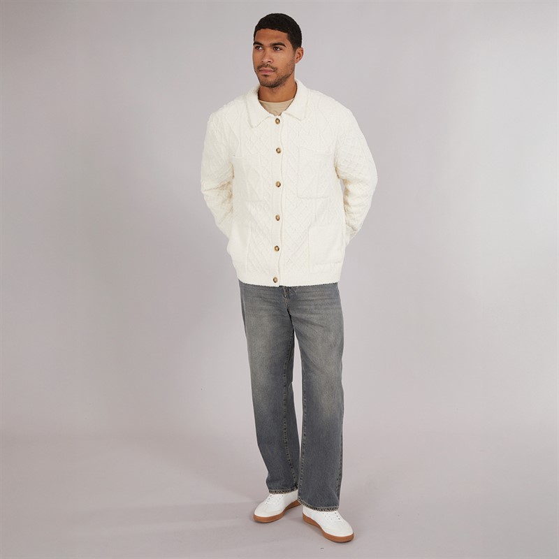 Avant Garde Mens Roan Brushed Cable Shacket Off White