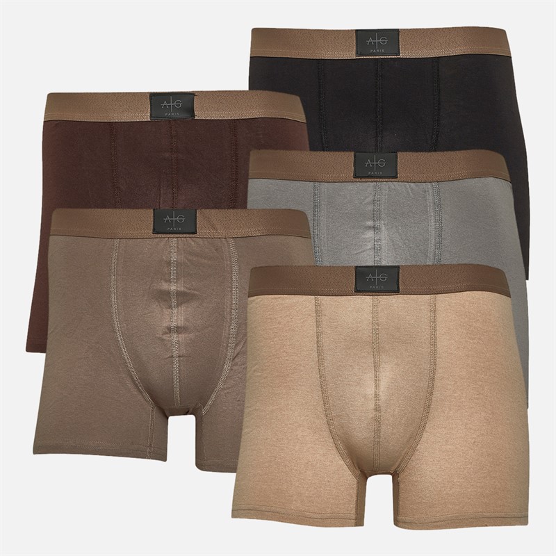 Mens Setts Five Pack Boxers Taupe/Grey/Mink/Black/Chocolate - Size XL