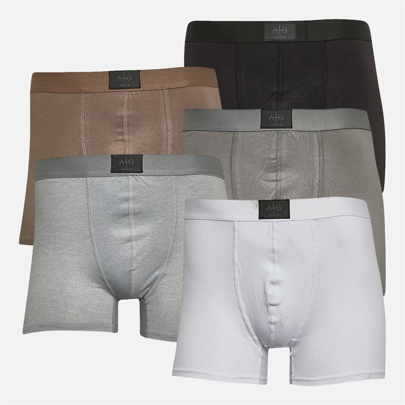 Mens Hoster Five Pack Boxers Mink/Silver/White/Charcoal/Black - Size XS