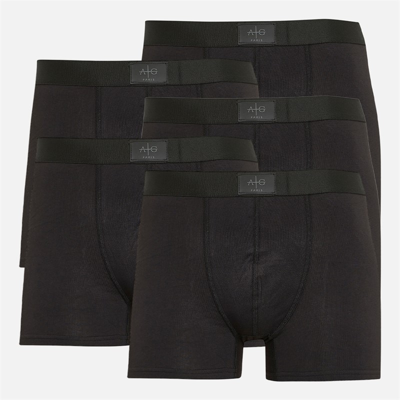 Mens Buxton Five Pack Boxers Black/Black/Black/Black/Black - Size XS