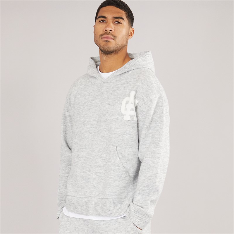 Avant Garde Mens AG Brushed Knit Hoodie Light Grey Marl
