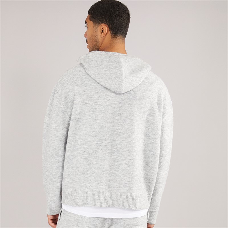 Avant Garde Mens AG Brushed Knit Hoodie Light Grey Marl