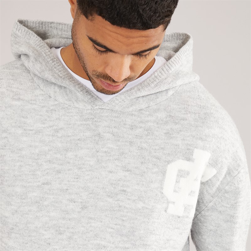 Avant Garde Mens AG Brushed Knit Hoodie Light Grey Marl