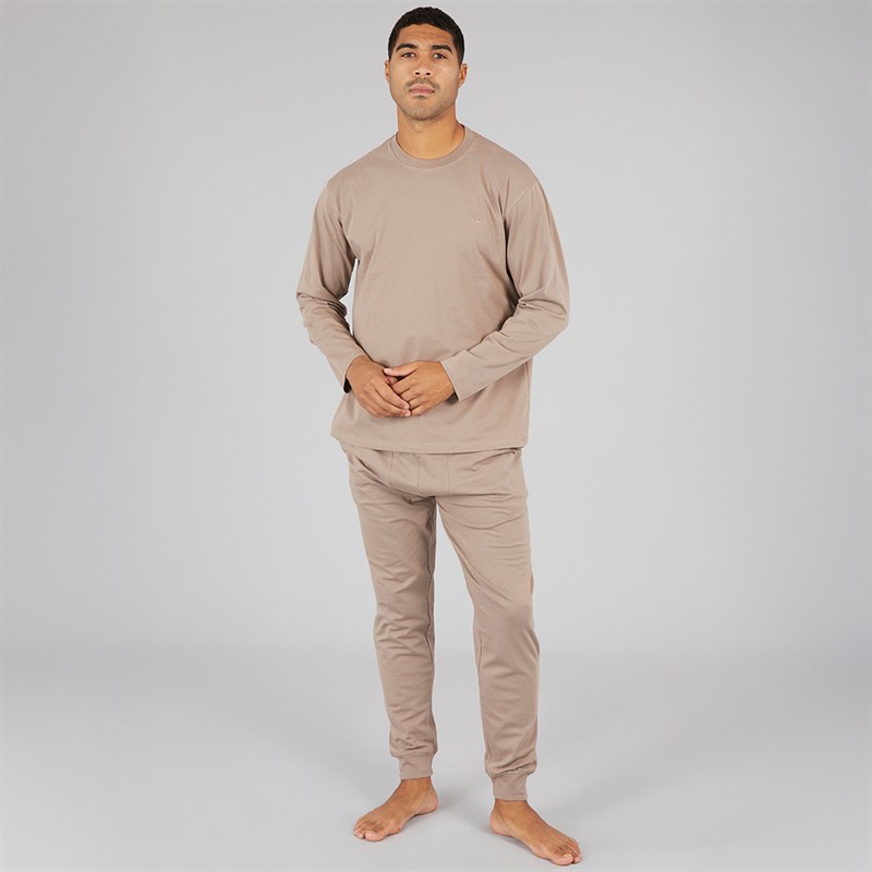 Avant Garde Mens Nikos Long Sleeve Top And Jog Pants Set Mink