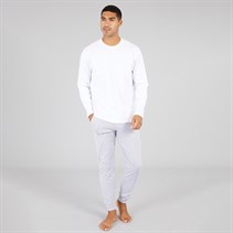 Avant Garde Mens Millienne Long Sleeve Top And Jog Pants Set White/Light Grey Marl