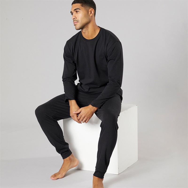 Avant Garde Mens Millienne Long Sleeve Top And Jog Pants Set Black