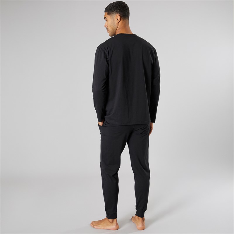 Avant Garde Mens Millienne Long Sleeve Top And Jog Pants Set Black