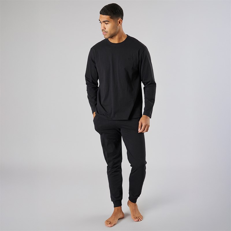 Avant Garde Mens Millienne Long Sleeve Top And Jog Pants Set Black