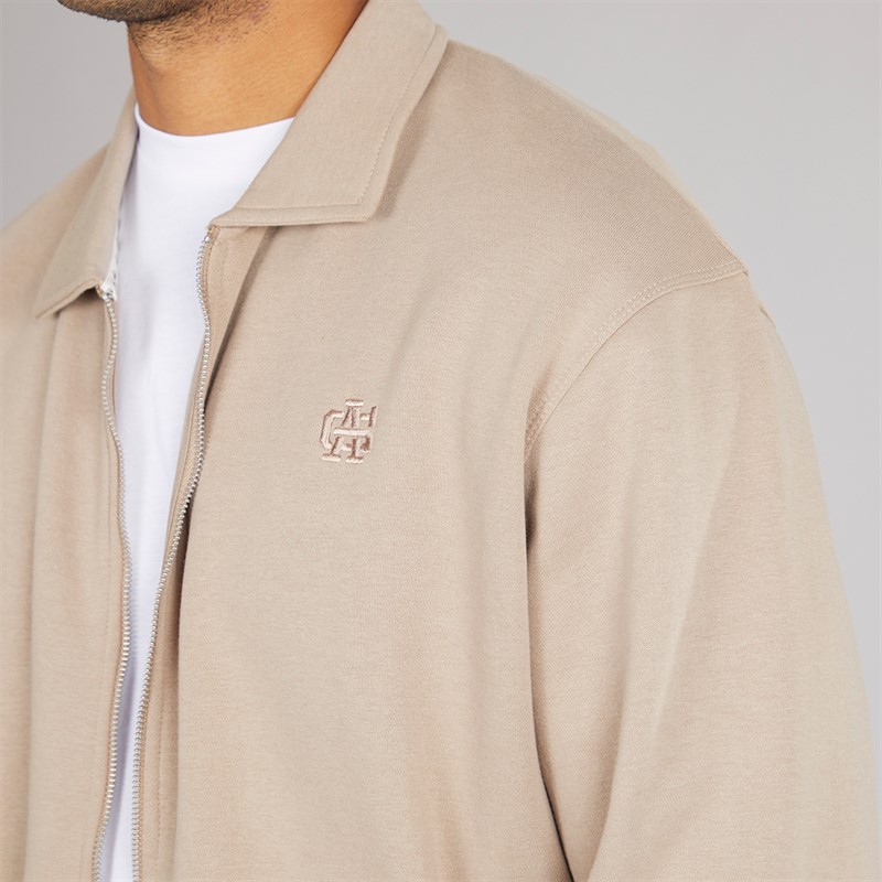 Avant Garde Mens Parker Zip Through Sweatshirt Stone