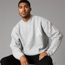 Avant Garde Mens Hearts Knitted Crew Neck Jumper Light Grey Marl