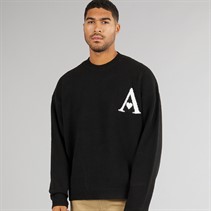 Avant Garde Mens Hearts Knitted Crew Neck Jumper Black