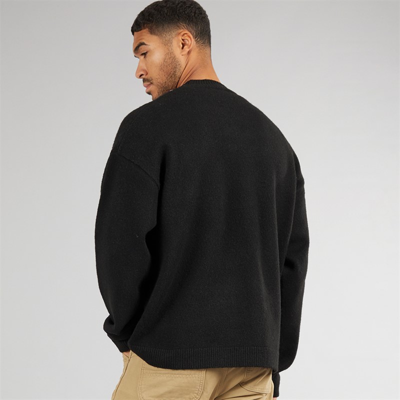 Avant Garde Mens Hearts Knitted Crew Neck Jumper Black