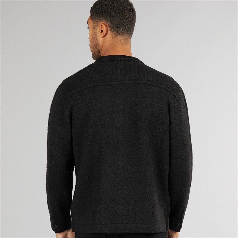 Avant Garde Mens Hearts Brushed Knit Shacket Black