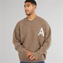 Avant Garde Mens Hearts Knitted Crew Neck Jumper Mink