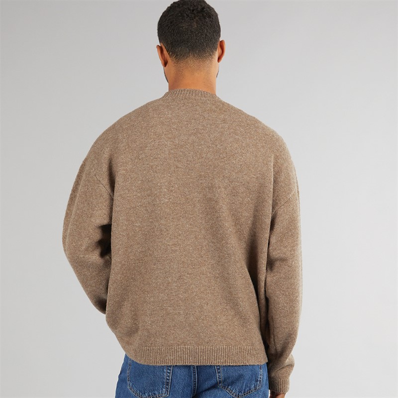 Avant Garde Mens Hearts Knitted Crew Neck Jumper Mink