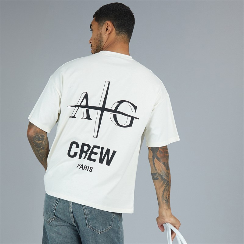 Avant Garde Mens Crew Neck T-Shirt Ecru