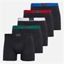 Avant Garde Mens Stripe Five Pack Boxers Black And Red/Black/Black And Green/Black And White/Black And Blue