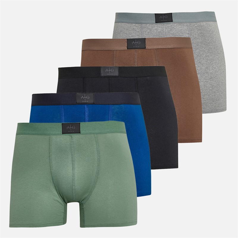 Avant Garde Mens Samba Five Pack Boxers Green/Chocolate/Cobalt/Grey/Black