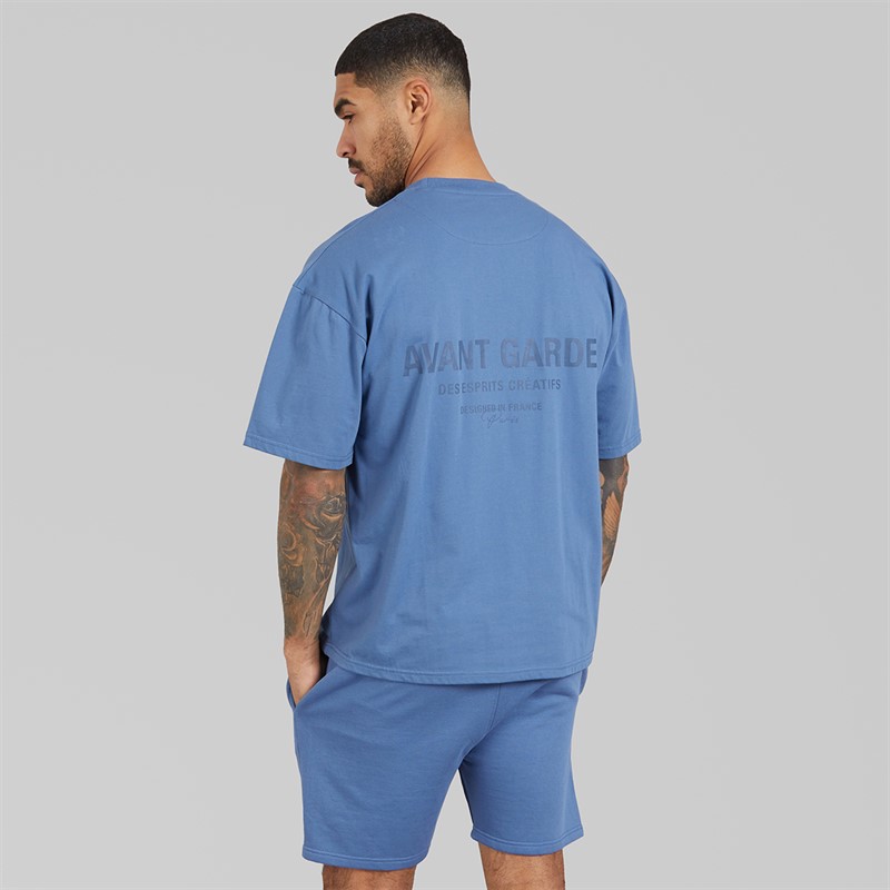 Avant Garde Herren Kreativ T Shirt Und Shorts Set Indigo Blue