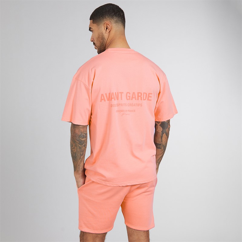 Avant Garde Herren Kreativ T Shirt Und Shorts Set Coral