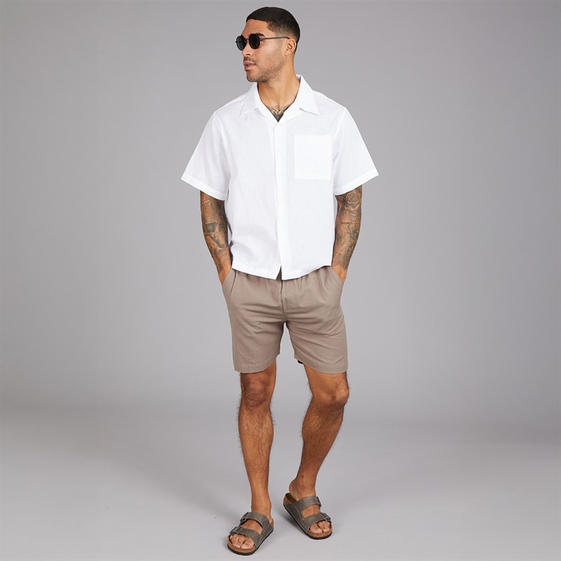 Avant Garde Mens Rustic Linen Shorts Mink