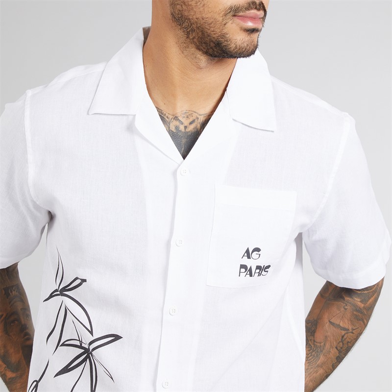 Avant Garde Mens Sketch Linen Shirt White